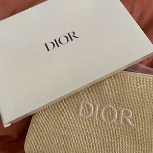 Dior raffia makeup bag pouch